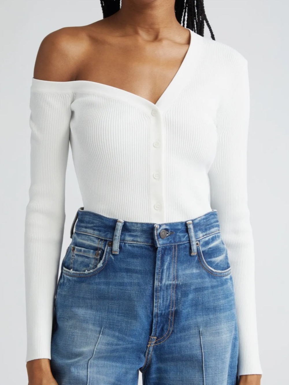 Staud | Craftsman One-Shoulder Rib Cardigan | M